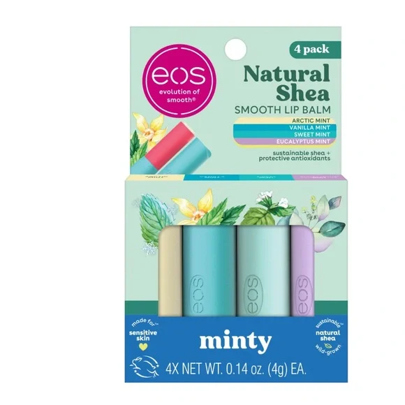 EOS | Bundle Natural Lip Balm Organic 4 Pack Smooth Balm Natural Classic & Minty - Picture 4 of 16